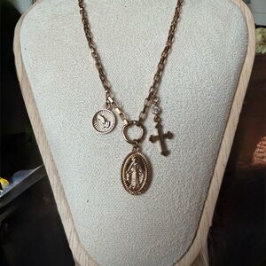 ettika Gold-Tone Multi-Charm Religious Pendant Necklace